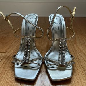 Linea Paolo 8 1/2 crystal embellished evening shoes.